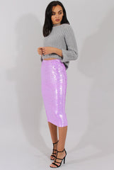 Lilac Sequin Pencil Skirt - Sybil