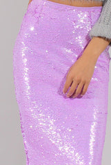 Lilac Sequin Pencil Skirt - Sybil