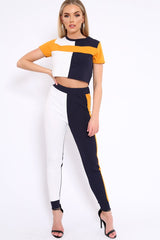 Navy Yellow and White Colour Block Co-ord - Sybil