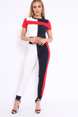 Navy Red and White Colour Block Co-ord - Sybil