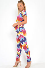 Multi Glitter Tie Top And Wide Leg Trouser Co-Ord - Syenna
