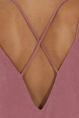 Mauve Faux Suede Strappy Back Slip Dress - Sylvie