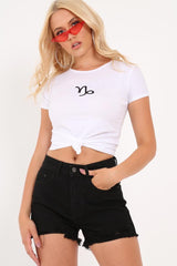 White Capricorn Star Sign T-Shirt - Adalee