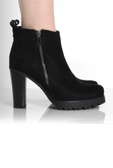Tanya Black Suede Heeled Boot