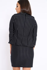 Black Stripe Slim Fit Blazer - Savaya