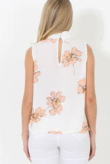 White Floral Cross Over Top - Stacy