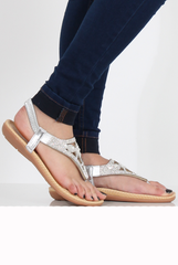 Silver Diamante and Jewelled Sandals- Taliya