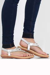 Silver Diamante and Jewelled Sandals- Taliya