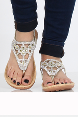 Golden Diamante and Jewelled Sandals- Taliya
