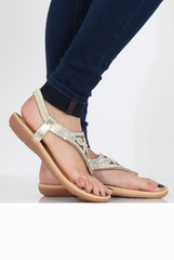 Golden Diamante and Jewelled Sandals- Taliya