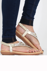 Golden Diamante and Jewelled Sandals- Taliya