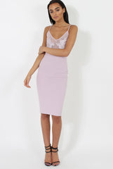 Lilac Applique Mesh Bodycon Dress - Tallulah