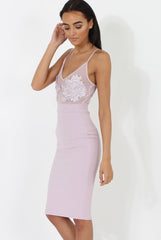 Lilac Applique Mesh Bodycon Dress - Tallulah