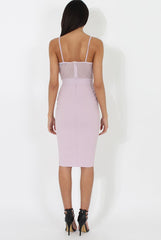 Lilac Applique Mesh Bodycon Dress - Tallulah