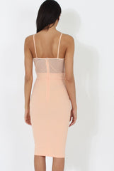 Peach Applique Mesh Bodycon Dress - Tallulah