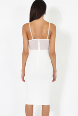White Applique Mesh Bodycon Dress - Tallulah