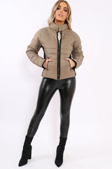 Stone Padded Coat with Side Panel Detail  - Tallula