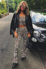 Leopard Print Crop Top And Wide Leg Trouser Co-ord - Talyn