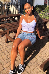 White Shirred Cup Sleeveless Crop Top - Divya