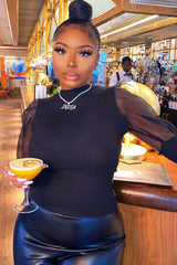 Black Organza Half Puff Sleeve Top - Isla