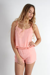 Tammy Pink Tassel Playsuit