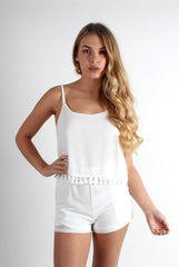 Tammy White Tassel Playsuit