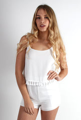 Tammy White Tassel Playsuit