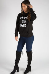 Black I'd Rather Stay In Bed Slogan Hoodie - Tammy