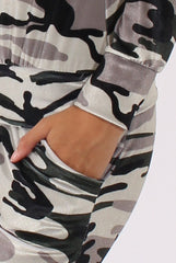 Khaki Camouflage Velvet Tracksuit - Tamsin
