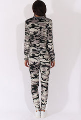 Khaki Camouflage Velvet Tracksuit - Tamsin