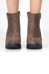 Tanya Khaki Suede Heeled Boot