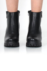 Tanya Black PU Heeled Boot