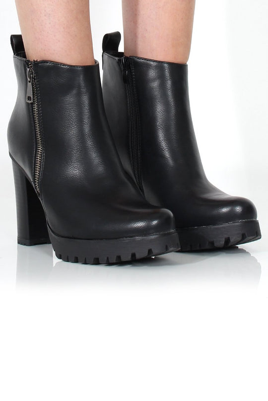 Tanya Black PU Heeled Boot