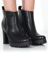 Tanya Black PU Heeled Boot