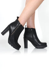 Tanya Black PU Heeled Boot