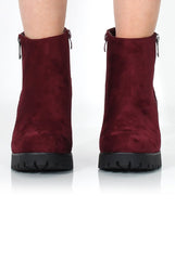 Tanya Wine Suede Heeled Boot