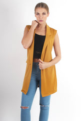 Tara Mustard Sleeveless Coat