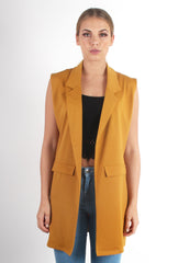 Tara Mustard Sleeveless Coat