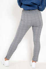 Tartan Paper Bag Tie Waist Cigarette Trousers - Karmen