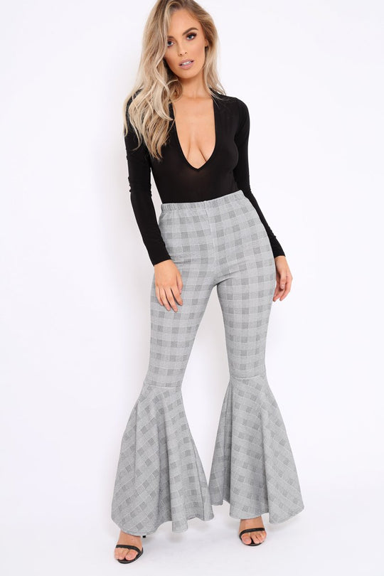 Tartan Extreme Flare Trousers - Robin