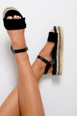 Black Fringe Diamante Platforms - Taryiah
