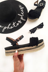 Black Fringe Diamante Platforms - Taryiah
