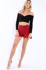 Black Ruched Crop Top - Tasmin