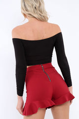 Black Ruched Crop Top - Tasmin