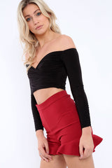 Black Ruched Crop Top - Tasmin