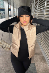 Camel Cropped Puffer Gilet - Zura