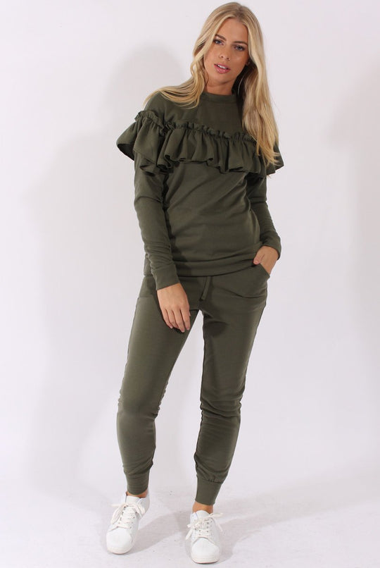Khaki Frill Layer Tracksuit - Tawney
