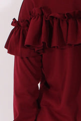 Wine Frill Layer Tracksuit - Tawney
