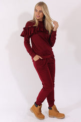 Wine Frill Layer Tracksuit - Tawney