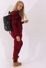 Wine Frill Layer Tracksuit - Tawney